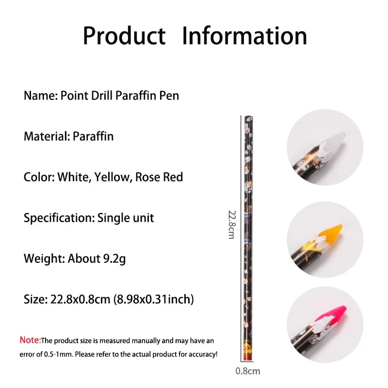 5Pcs Wax Pencil For Rhinestone Nail Point Drill Wax Pen Diamond Art Dotting Pen Self Adhesive Resin Picker Pencil Nail DIY Decor