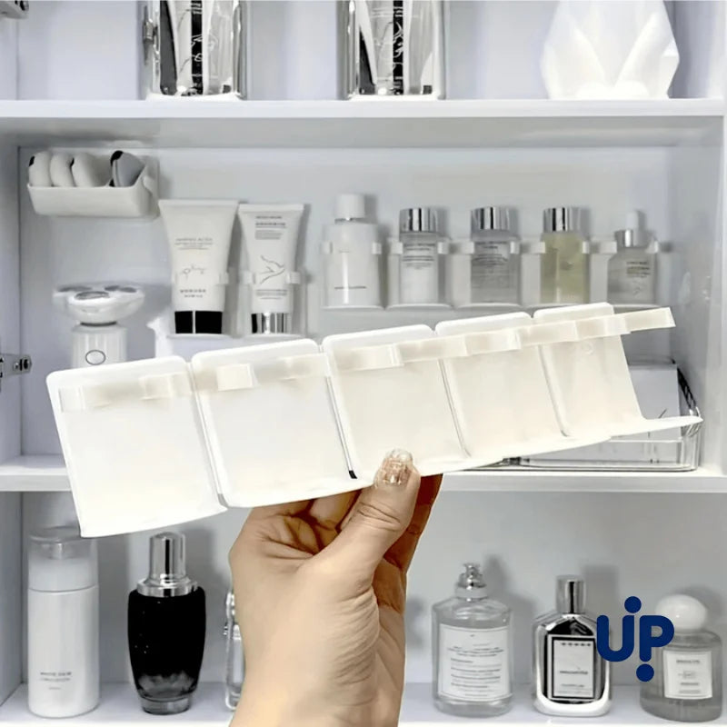 5-grid Wall-mounted Cosmetic Storage Rack Plastic Punch-free Bathroom Shelf Cuttable Cosmetics Spice Finishing Organizer Shelf