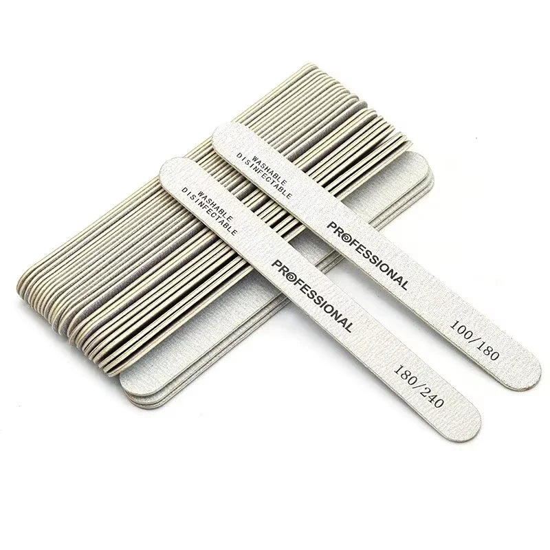 50Pcs Wooden Nail File Professional Sanding Buffer Files 100/180/240 Double Side For Salon Manicure Pedicure UV Gel Tips Tools