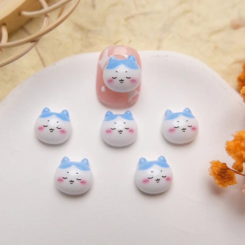 20Pcs Funny Multiple Expression Rabbits Resin Nail Art Charms 3D Cartoon Cute Long Eared Rabbits Nail Decorations DIY Manicure