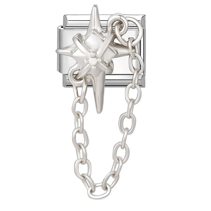 Y2K Romantic Heart Eyes Star Bow Knot Butterfly Zircon Charm Italian Links Fit 9mm Bracelet Stainless Steel Making DIY Jewelry