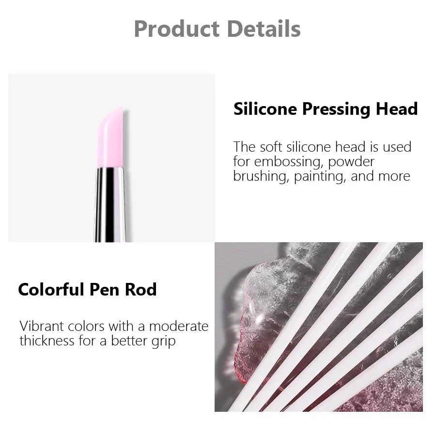 5Pcs/Set Professional Silicone Nail Brushes for UV Gel Polish 3D Nail Art DIY Dotting Tools Manicure Pens