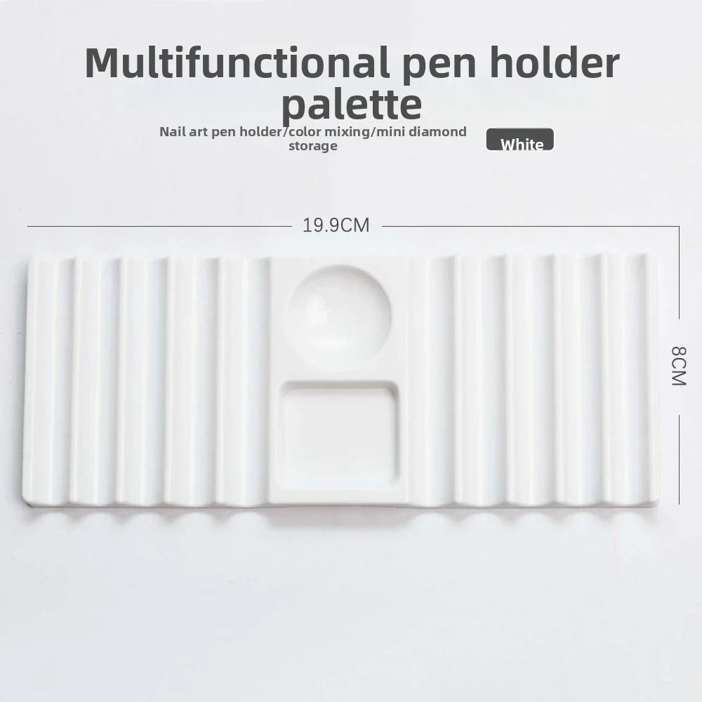 Multi-purpose Dual Form Holder 10-Compartment with Color Palette Nail Art Tools Holder Plastic Pen Stand for Nail Art Painting