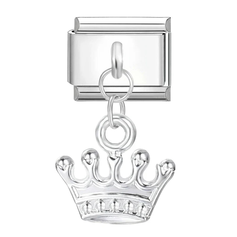 Unique Love Wings Moon Keys Bow Knot Crown Italian Charm Link Fit 9MM Stainless Steel Bracelet Women Men DIY Making Gifts