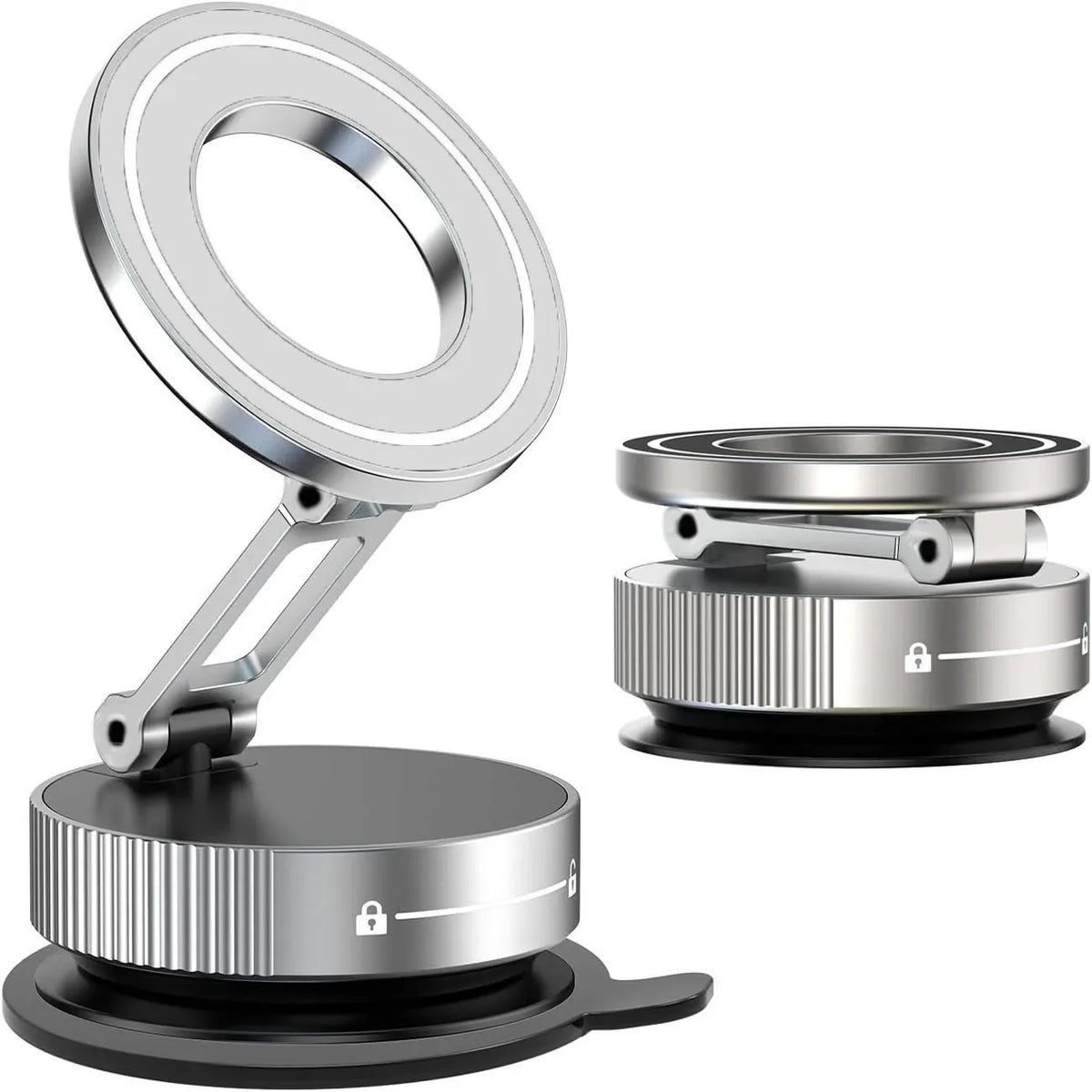 360° Adjustable Magnetic Vacuum Suction Cup Phone Mount for MagSafe Pocket-Size Foldable for Mirrors Cars Gyms Smooth Surface