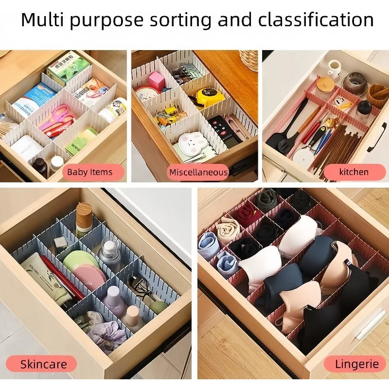 4pcs/set Adjustable Divider Adjustable Drawer Organizer Setting Underwear Socks Sundries Drawer Organizer Home Cabinet Organizer