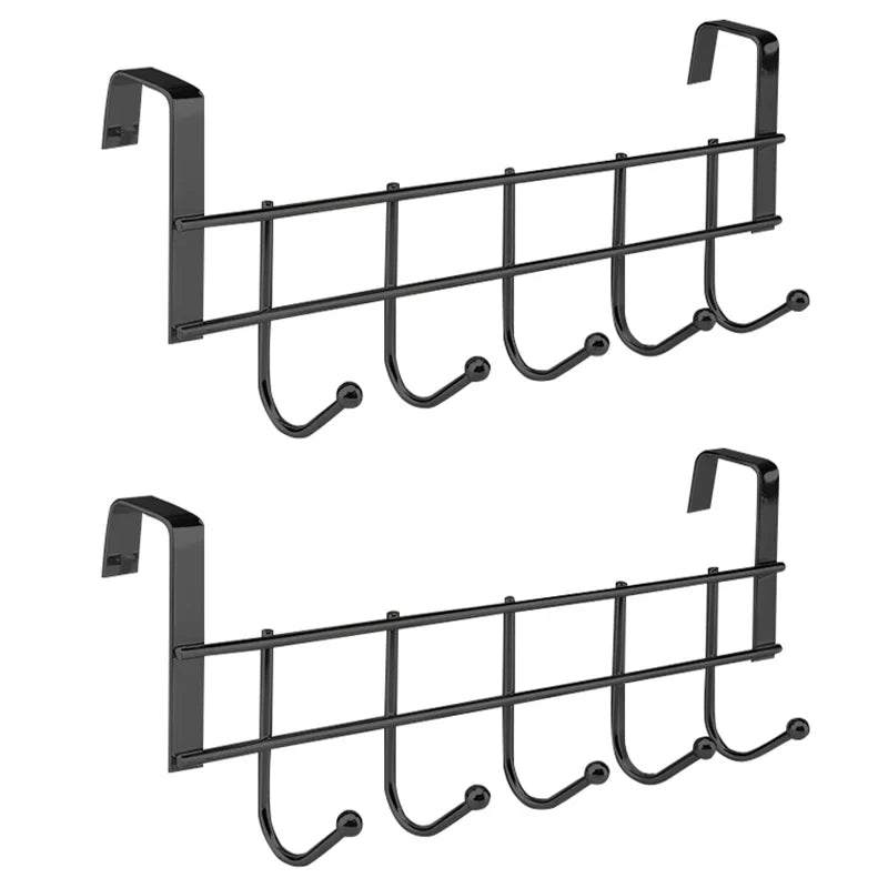 1/2pcs Stainless Steel 5-Hook Cabinet Hooks Rust-Resistant Storage Rack for Behind Doors Kitchens Cabinets and Bathrooms