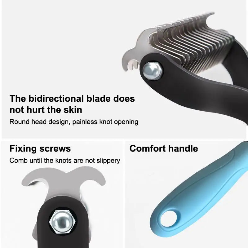 Professional 2 in 1 Pet Dematting Deshedding Brush Dog Cat Hair Remover for Small Medium Large Pet Grooming