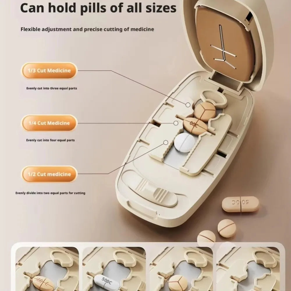 Detachable 2/3/4-in-1 Pill Cutter Box Dust-proof Multi-functional Medicine Cutter Precise Cutting Portable Pill Divider Outdoor