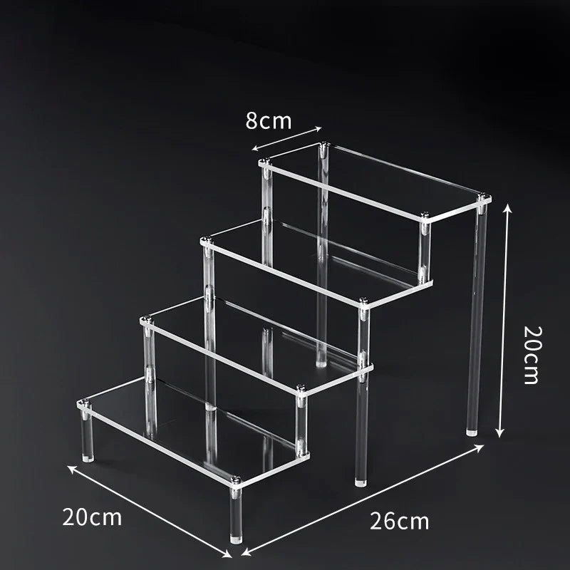 1-5 Tier Acrylic Display Risers Clear Shelf Doll Clay Figurine Display Stand for Desserts Perfume Organizer Showcase W-10