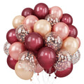 30pcs Burgundy Pearlescent Rose Gold with Gold Red Confetti balloons for Valentine's Day Birthday Wedding  Party Decorations