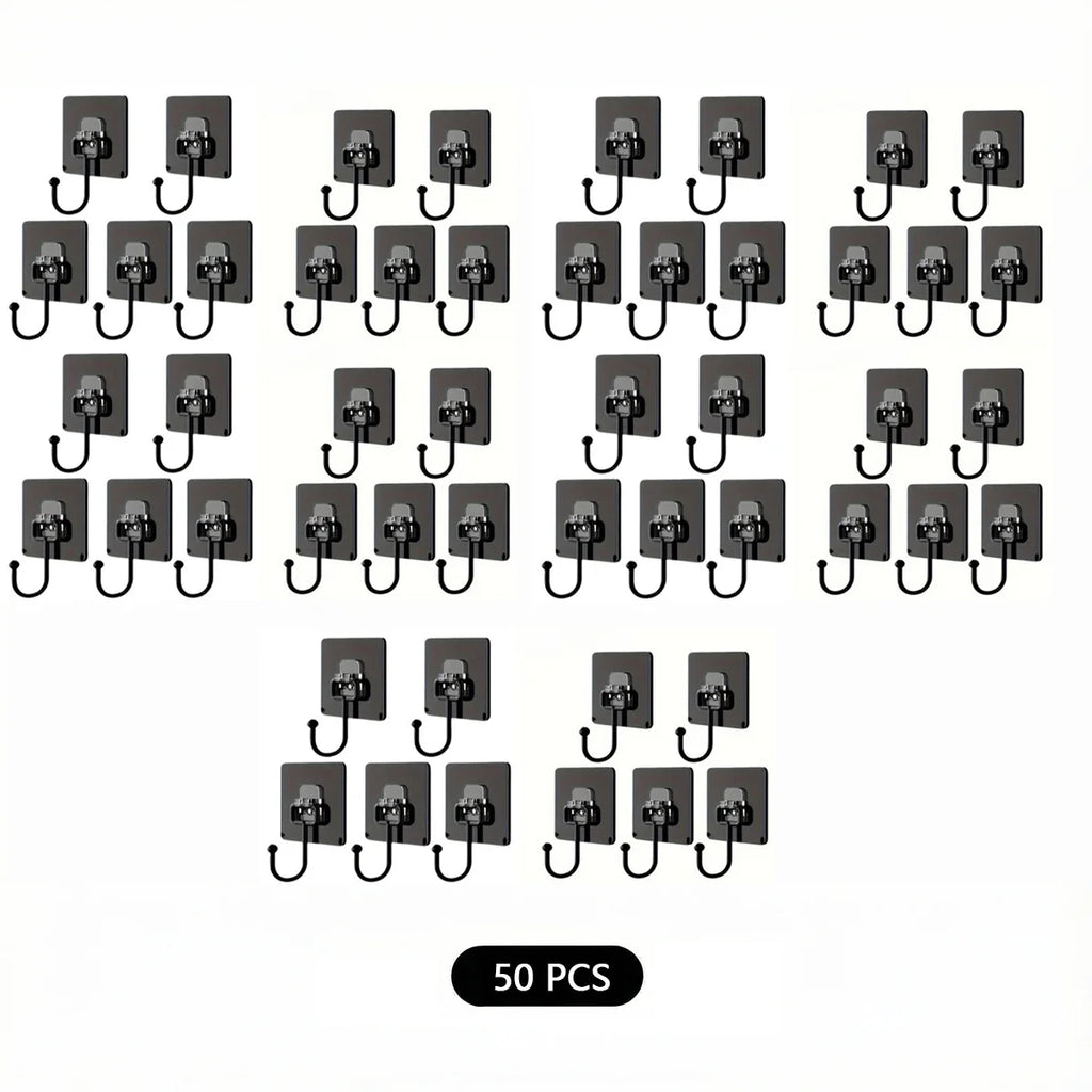 50/30/20/10pcs Strong Adhesive Wall Hooks - No-Drill, Traceless Installation, Kitchen and Bathroom Organization, Self-Adhesive