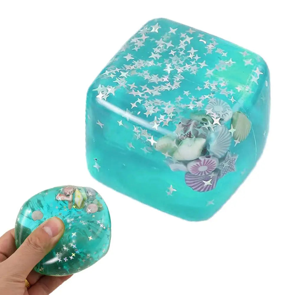 Ocean Shells Squishy Stress Balls Fidget Toy Super Soft Transparent Star Maltose Cubes Squeeze Fidget Toy Adult Stress Relief