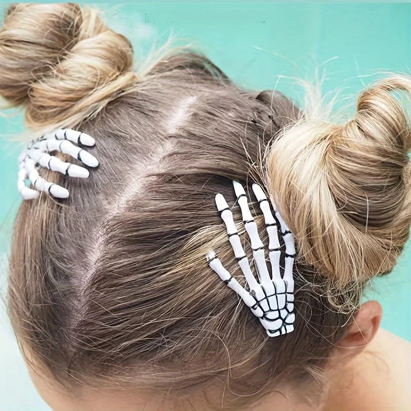 Hot Skeleton Hand Hair Claw Clips,Gothic Bone Shaped Hair Grips for Women,Halloween Party Decoration,Role Play Costume Accessory