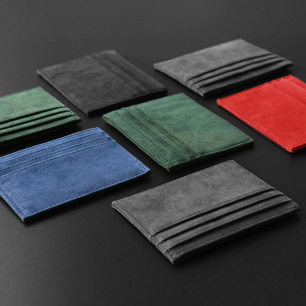 Suede Leather Small Man Purses Solid Color Zipper Wallets Coin Pocket Male Wallet Men Card Holder Mini Slim Credit Bank Card