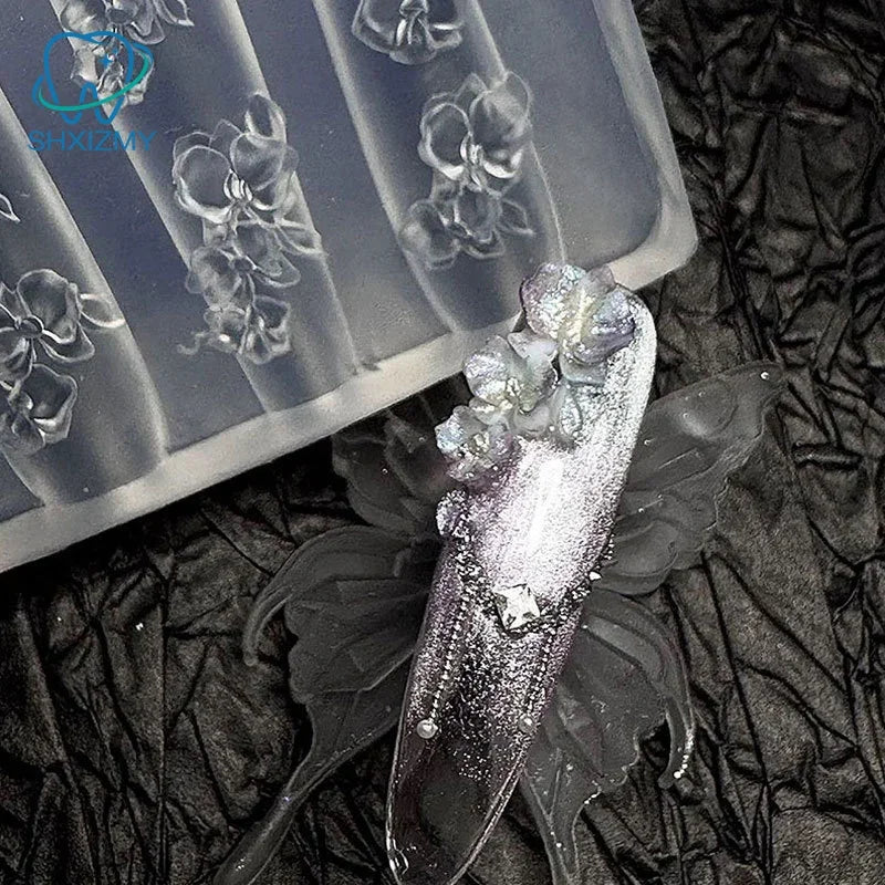 3D Mini Silicone Mold Butterfly Flower Nail Art Decorations Nails DIY Design Flower Shell Nail Mold Stamping Plate Manicure Mold