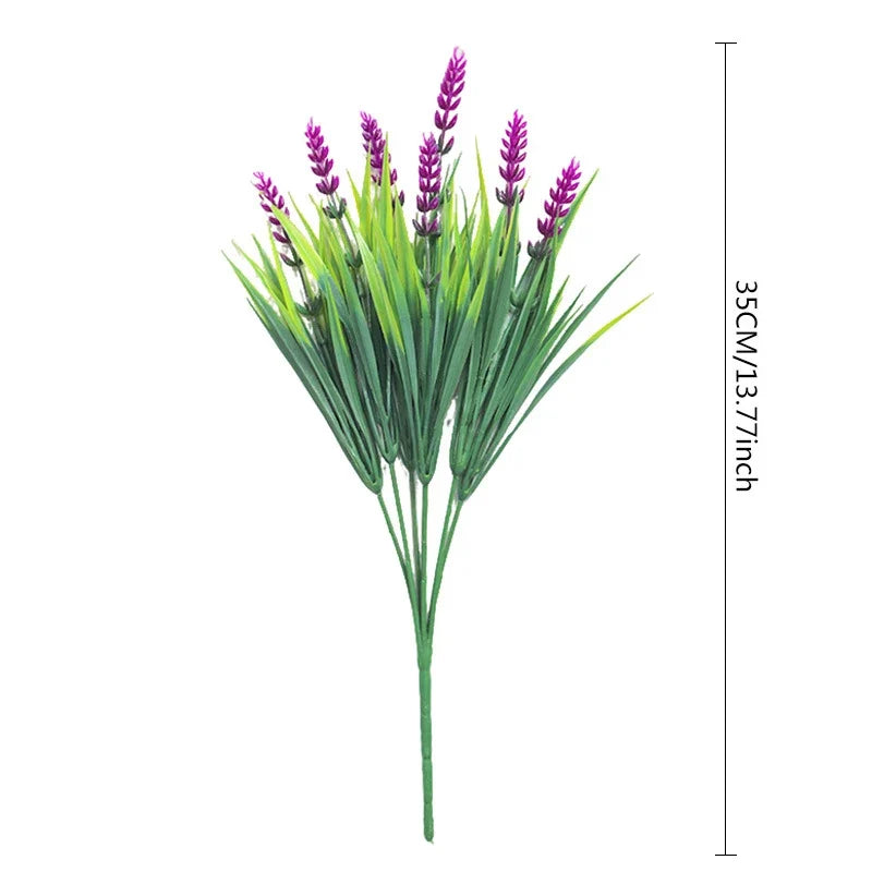 2/4/6Pcs 35cm Artificial Plants-UV-Resistant Faux Monkey Grass Plastic Flower Shrubs Home Outdoor Courtyard Wedding Party Decor