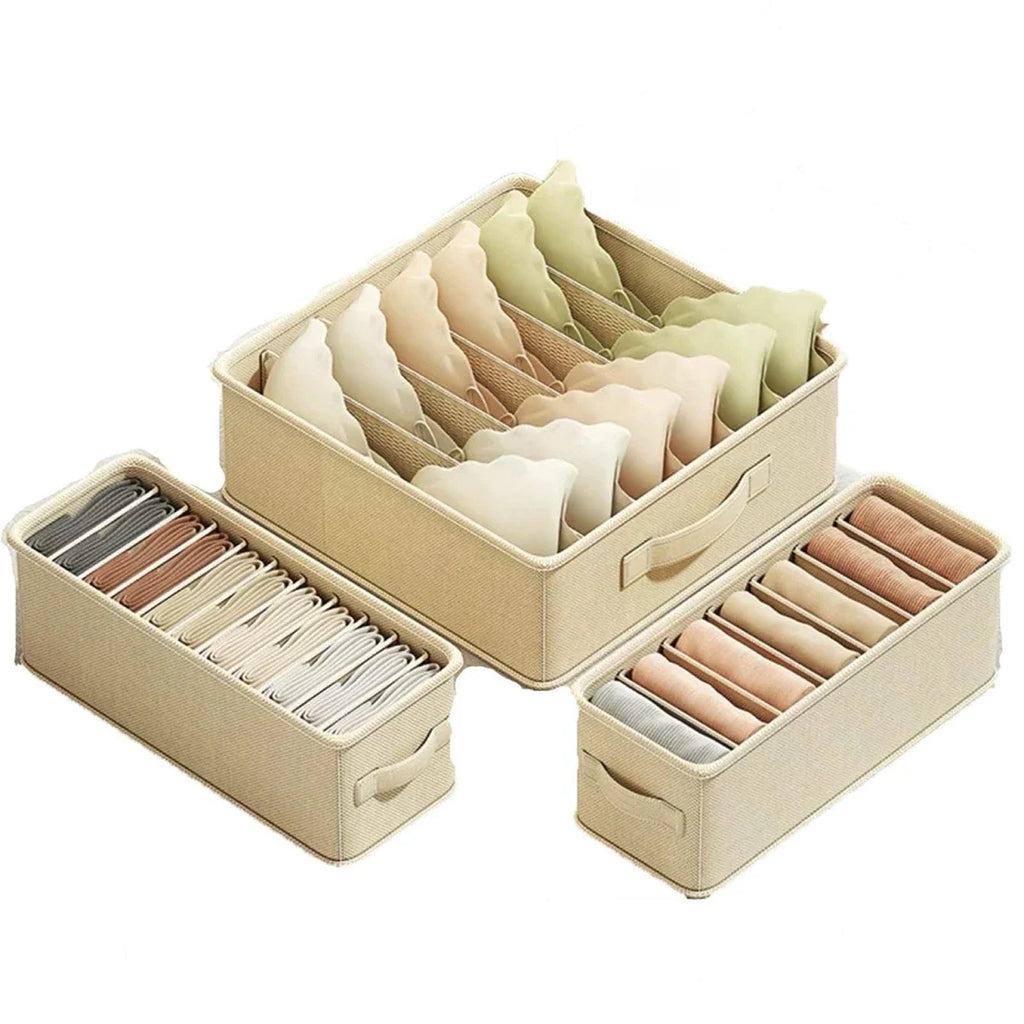 6/7 Grids Drawer Organizer Bras Underwear Socks Storage Box Cabinet Storage Organizer Box Fabric Home Dormitory Storage Supplies