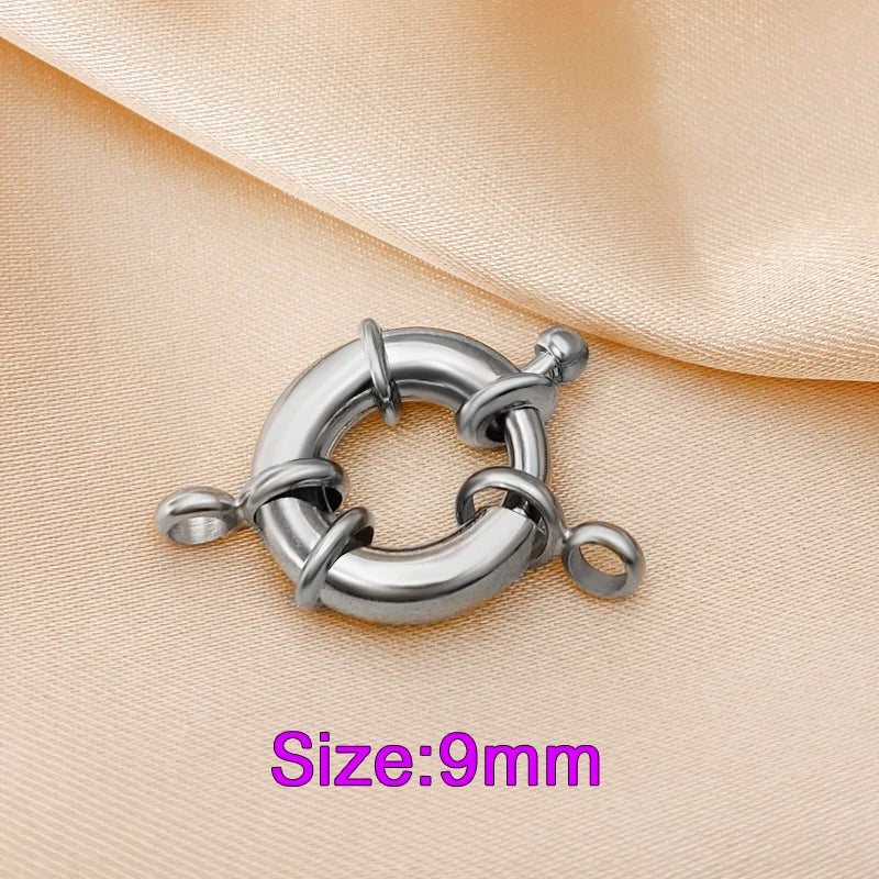 18K Real Gold Color Round Spring Clasps Hooks for Bracelet Clavicle Necklace Clasp Connectors DIY Jewelry Making Supplies