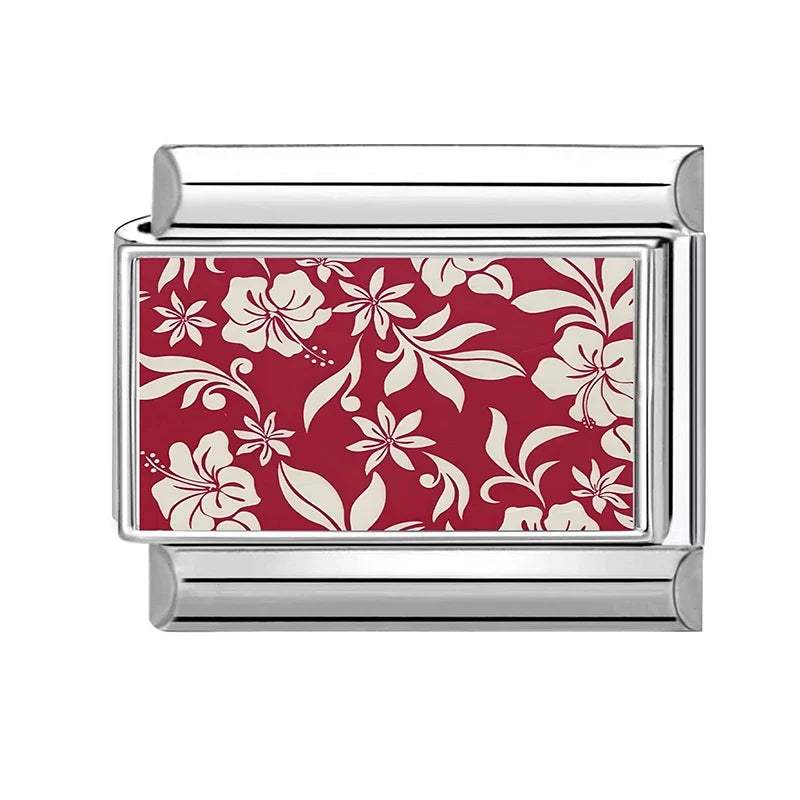 Fashion Colored Color Charms Flowers Lycoris Radiata Italian Link Fit 9mm Stainless Steel Bracelet Jewelry Making DIY Gift