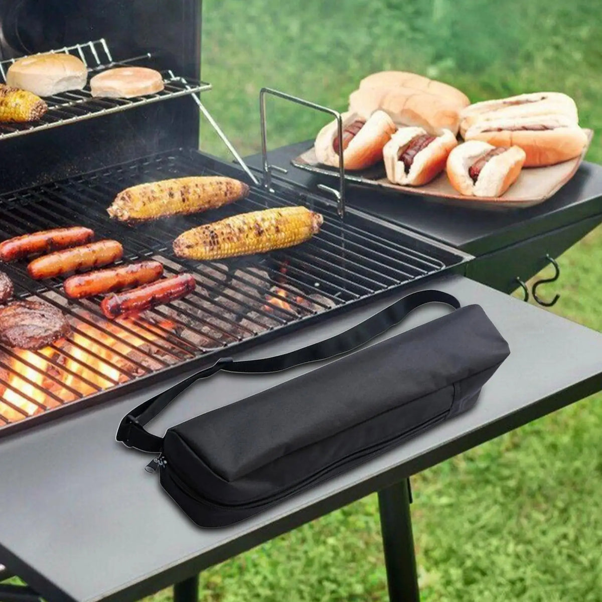 Oxford Cloth Grill Utensil Storage BBQ Tools Barbecue Bag for Outdoor Barbecue Foldable Grilling Bag for Camping and Hiking BBQ