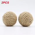 2pcs Pet Cat Hemp Rope Ball Rolling Interactive Hand-woven Cat Scratching Interactive Ball Sound Ball To Attract Attention Toy