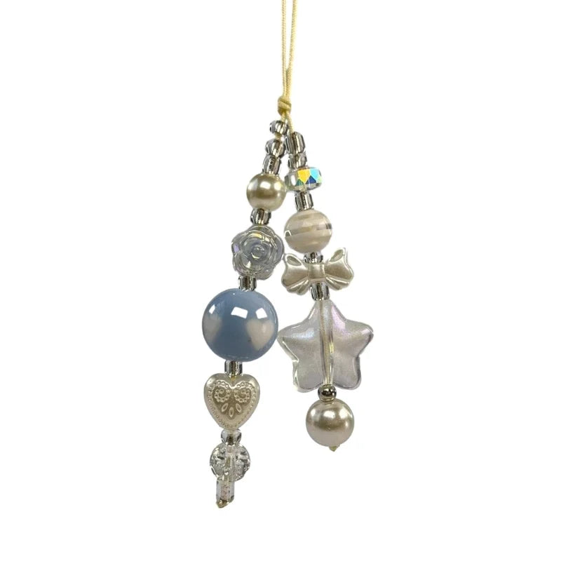 Phone Charm Strap Keychain Kawaii-Cute Crystal Jellyfish Pendant  Phone Chain Bowknot Phone Charm Keycord for  iPhone Camera Bag