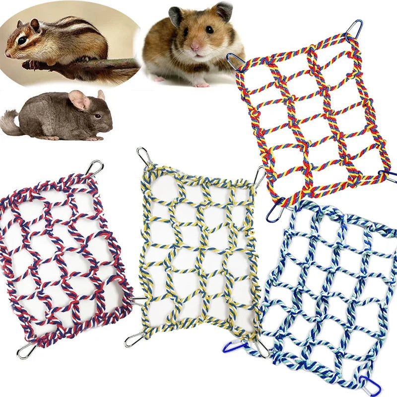 1Pcs Pet Hammock Net Sturdy Braided Bed for Small Pets Parrots Guinea Pigs Fun Hanging Play Sleep Gear