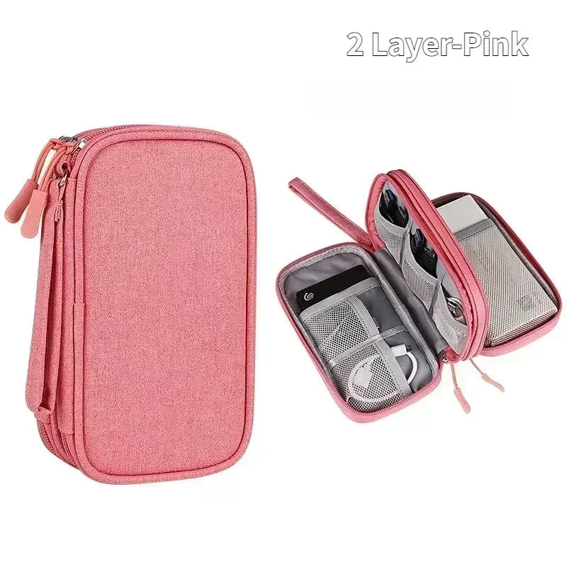 Multi-layer Digital Accessory Storage Bag Dust Proof Power Supply Hard Disk Protective Cover Power Bank Data Cable Storage Bag