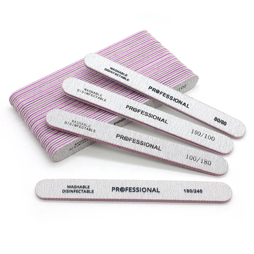 5/10pcs Nail Files Multi Grit Grey Zebra Straight Washable Double Sided Emery Board for Thick Nail Shaping & Removal