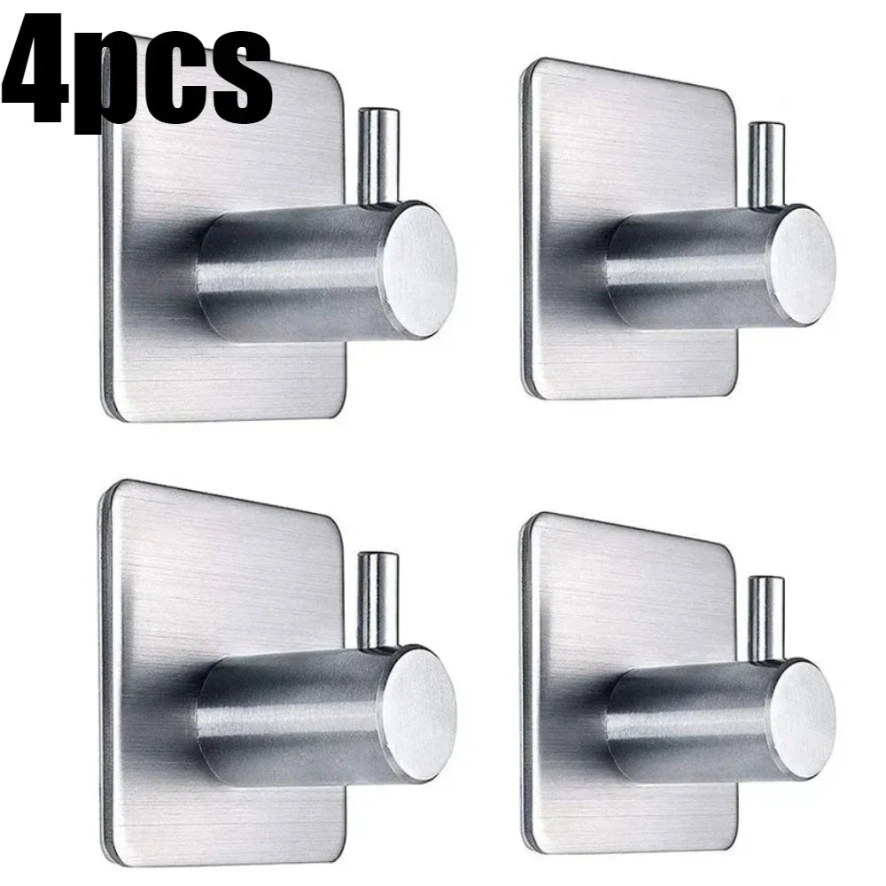 1/4Pcs Bathroom Robe Hooks Stainless Steel Towel Hanger Waterproof Hook Multi-Purpose Hanger Hook Door Bathroom Shower Kitchen