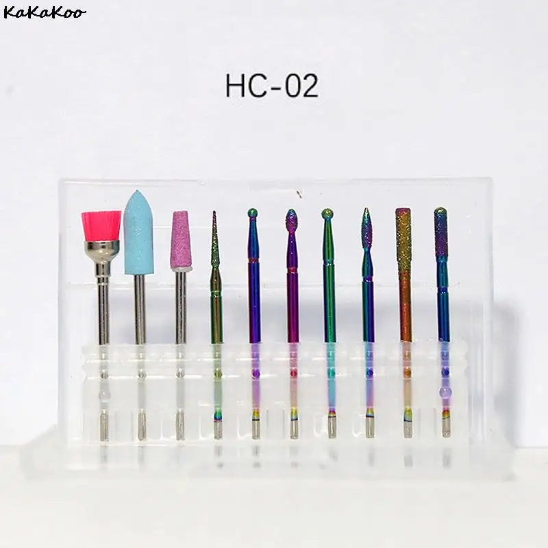 10 In 1 Nail Drill Bits Sets Electric Nail Drill Kit 3/32" Tungsten Carbide Nail Files Manicure Pedicure Set Home Salon Use