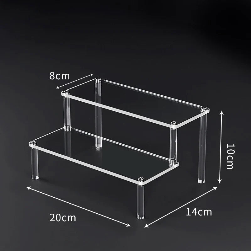 1-5 Tier Acrylic Display Risers Clear Shelf Doll Clay Figurine Display Stand for Desserts Perfume Organizer Showcase W-10