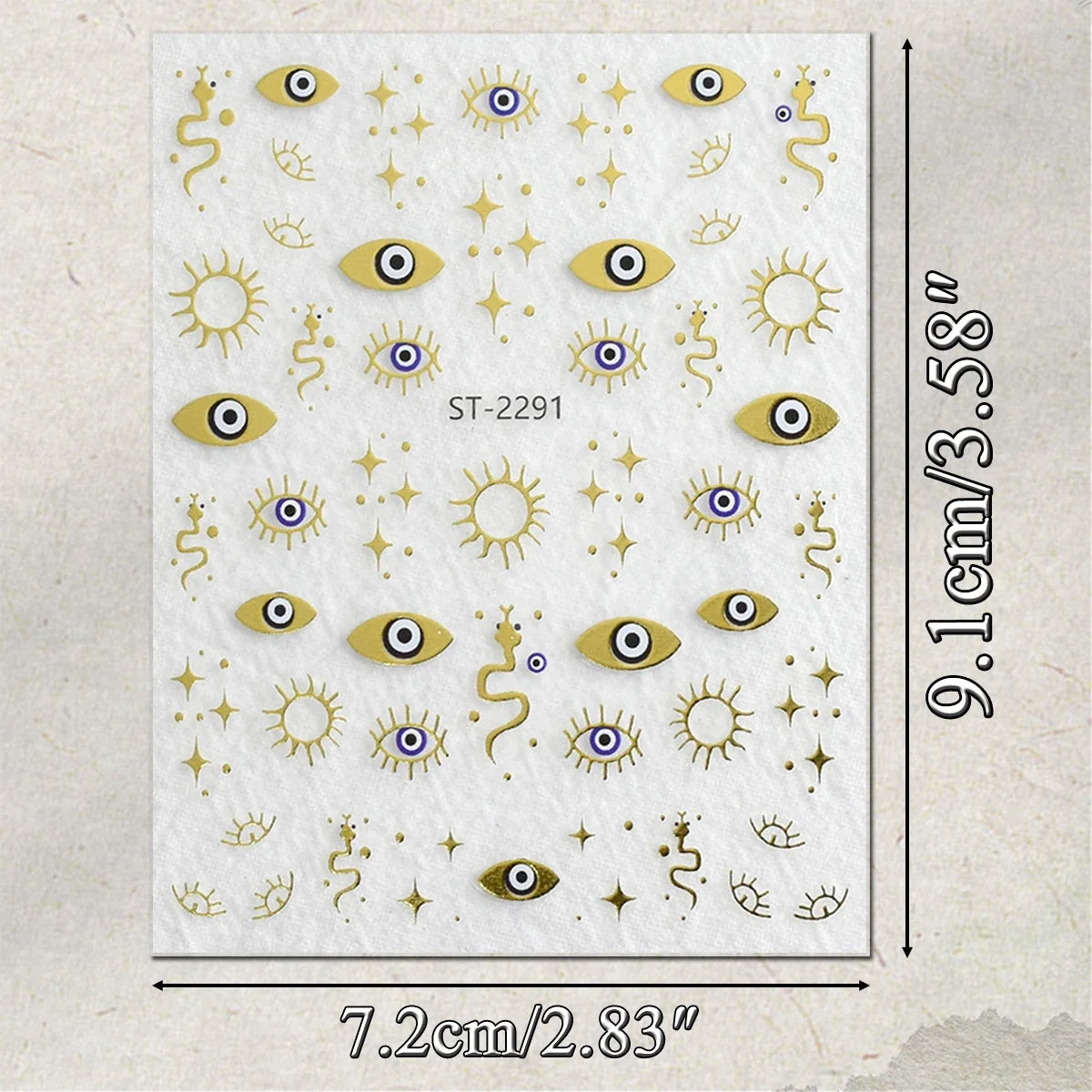 3/6/12 Sheets Gold Silver Evil Eye Nail Art Stickers Moon Star Sun Protection Nail Decals for Women DIY Boho Nail Design
