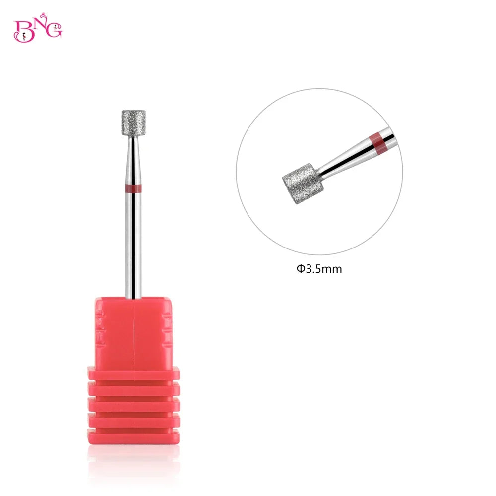 BNG Russian Diamond Manicure Cutters Barrel Nail Drill Bits 3/32" Rotary Burr Cuticle Burr Electric Drills Accessories Tools
