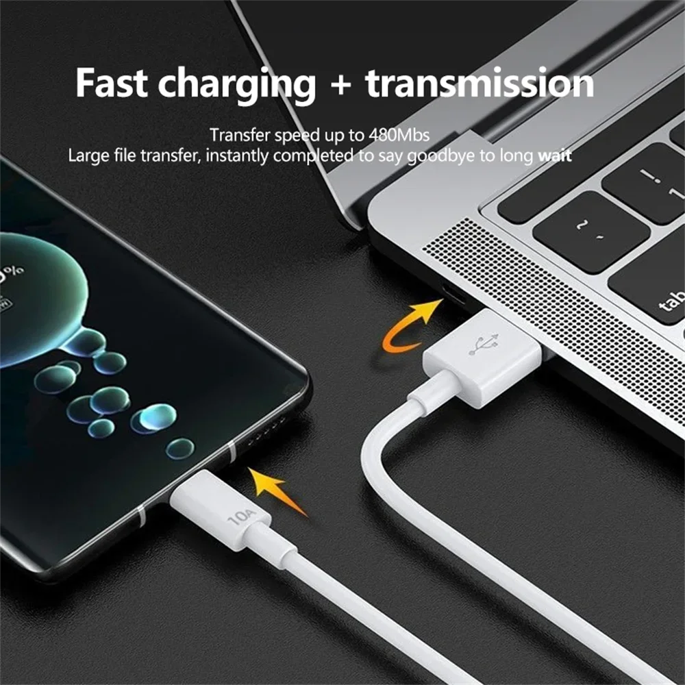 1/3Pc 120W 10A USB to Type C Fast Charging Cable USB C Quick Charge Wire High Speed Transfer Data Cord for Huawei Samsung Xiaomi