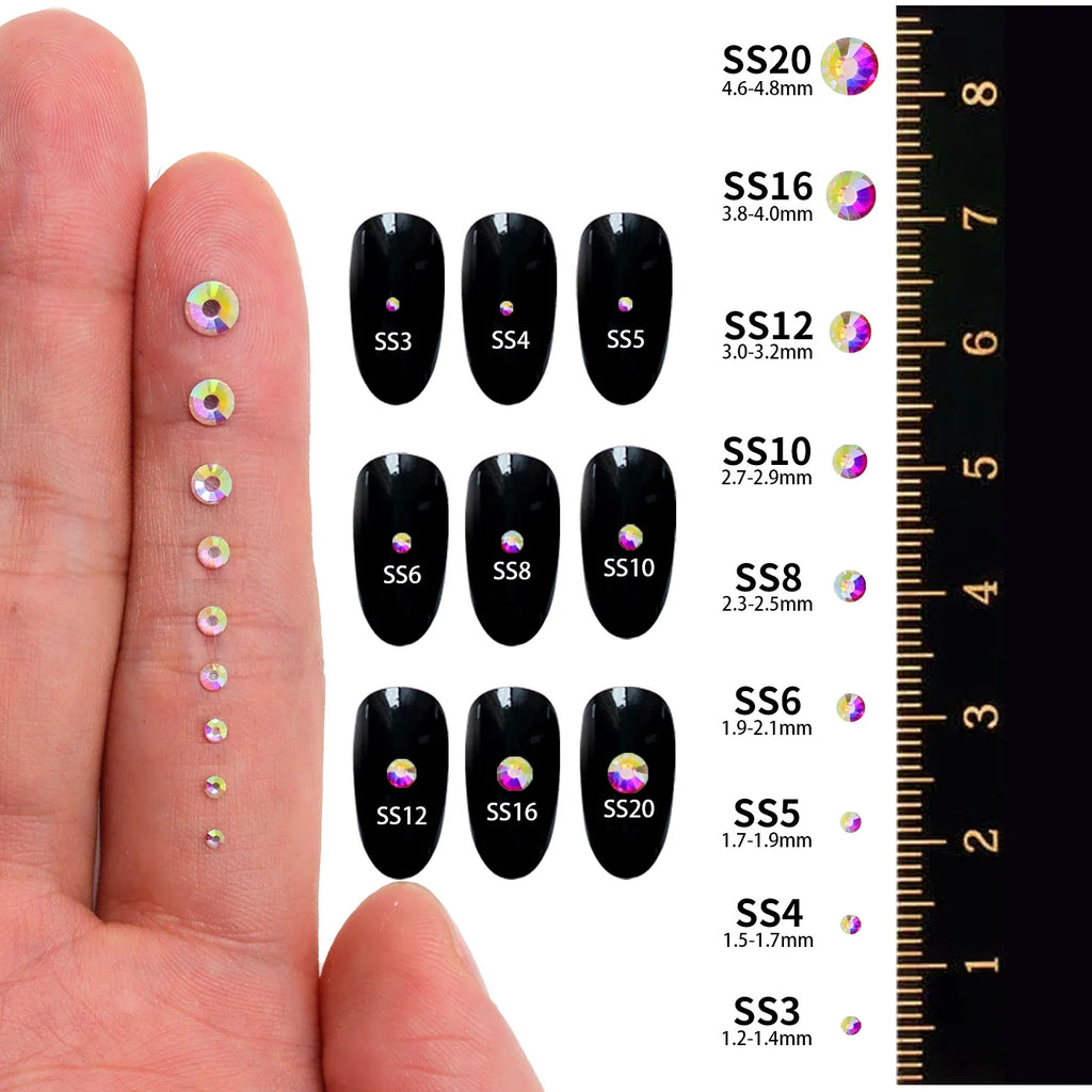 3*3mm Glass Flat Bottom Nail Drill Rhinestones Heart Shape Series Glitter Flatback Crystal For DIY Nail Art Drill Decoration