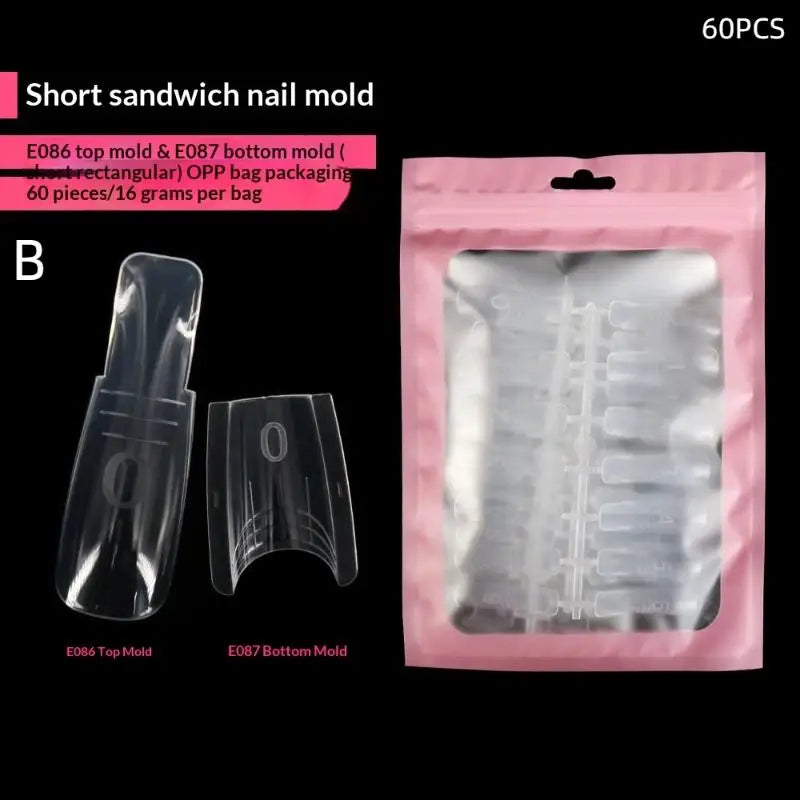 60/240/300 Pcs Sandwich Nail Forms 15 Size Oval Extension Dual Form No Paper Forms Needed For Easy Nail Extensions