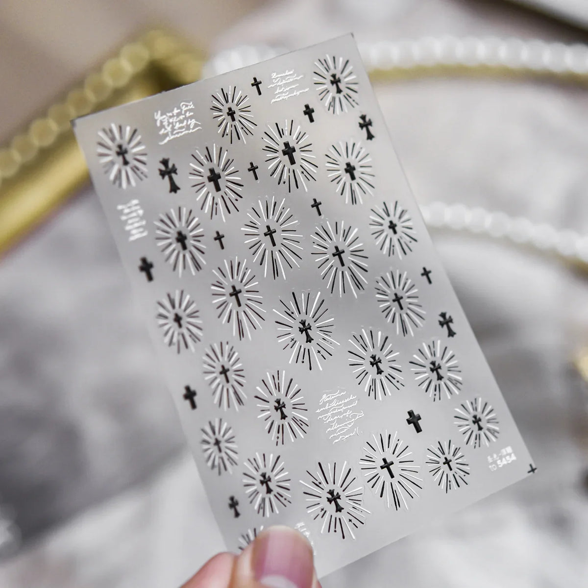Gold-embossed Nail Stickers Luxury Retro Holy Light Faith Nails Art Stickers Gold Back Adhesive Nails Decorations Decals Parts