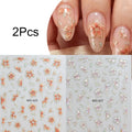 2pcs Dried Flowers Spring Summer 3D Nail Art Stickers Colorful Flowers Leaves Nail Decals DIY Manicure Nail Supplies Decorations