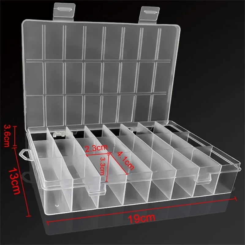 1pc 24 Grids Clear Plastic Storage Box Compartment Organizer For Jewelry Beads Craft Small Parts Home Storage Part