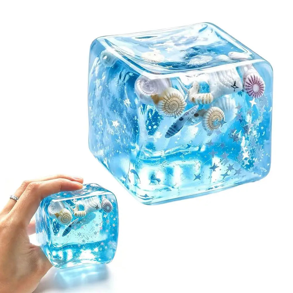 Ocean Shells Squishy Stress Balls Fidget Toy Super Soft Transparent Star Maltose Cubes Squeeze Fidget Toy Adult Stress Relief