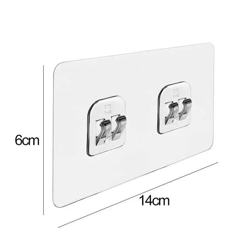 Single and Double Hook Self Adhesive Wall Hooks Transparent Traceless Waterproof Storage Hanging Hangers for Kitchen Bathroom