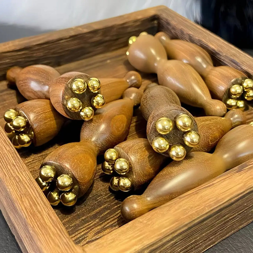 Hot Face Massage Tools Lotus Seedpod Beauty Brass & Rosewood Dark Circles Gua Sha Tool Eye Relaxation Meridians Acupoint Massage