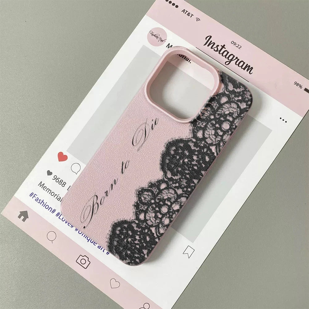 Shockproof Lace Phone Case for iPhone 17 16 15 14 13 12 11 Plus Pro Max Luxury Floral Print Phone Cover Funda Capa Coque