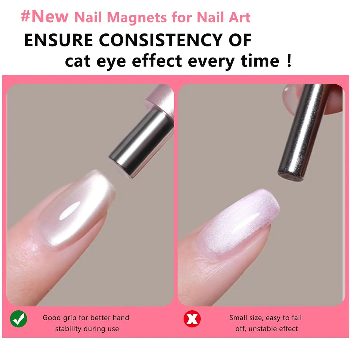 Nail Cat Eye Magnetic Ball With Nail Magnetic Stick Tool Set Double-head Strong Magnet Pen 3D Cat Eye Gel Nail Supplies