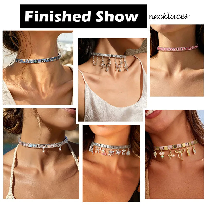 Unique Love Wings Moon Keys Bow Knot Crown Italian Charm Link Fit 9MM Stainless Steel Bracelet Women Men DIY Making Gifts