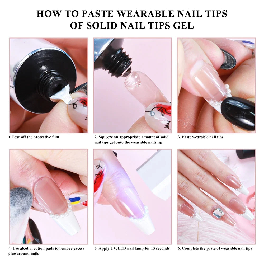 LIMEGIRL 30g Solid Nail Tips Gel UV LED Strong Gel Nail Glue Nail DIY Rhinestone Gem Decoration Sticky Nail Fake Glue