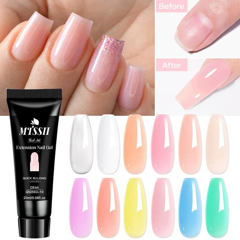 20ml Macaron Extension Nail Gel Polish Acrylic Nail Extension Finger Quick Extend Camouflage Building Soak Off UV Nail Supplies