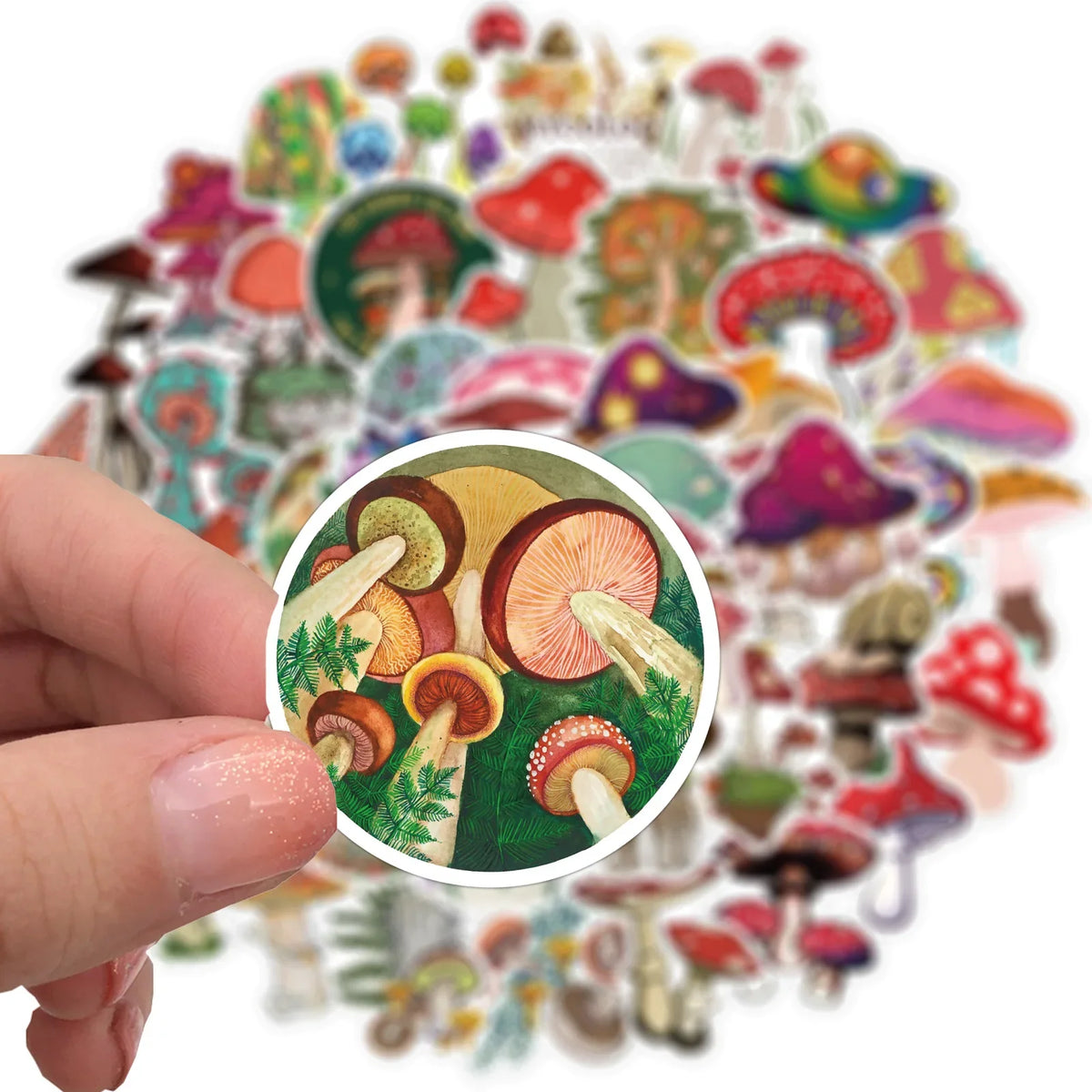50pcs Aesthetic Mushroom Stickers Pack for Water Bottle, Mushroom Decor Gifts for Women Girl, Cute Vinyl Waterproof Decals